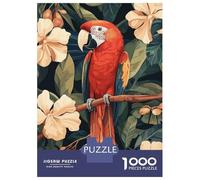 Adult Jigsaw Puzzles1000 Pieces Scarlet Macaw in Tropical Floral Setting Jigsaw Puzzle Relaxing Games Perfect Decoration Unique Birthday And Xmas Gifts 70x50cm/1000pcs