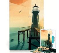 Adult Jigsaw Puzzles1000 Pieces Serene Lighthouse Premium Cut Fun Logic Fun Toy Easy Time Play Christmas Wall Art(38x26cm)
