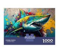 Adult Jigsaw Puzzles1000 Pieces Shark Colorful Animal Jigsaw for Adults Family Games Staycation Kill Time Challenging Game Gifts 70x50cm/1000pcs