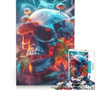 Adult Jigsaw Puzzles1000 Pieces Skull with Mushroom And Weed Fusion Educational Toy Stress Reliever Artists Collection Fine Art 50x75cm
