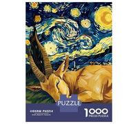 Adult Jigsaw Puzzles1000 Pieces Sleeping Antelope Starry Night Art Jigsaw Puzzle Relaxing Games Perfect Decoration Unique Birthday And Xmas Gifts 70x50cm/1000pcs
