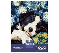 Adult Jigsaw Puzzles1000 Pieces Sleeping Border Collie Starry Night Puzzle for Adults Toy Wall Decor Enhance Memory Christmas Birthday Gifts 38x26cm/1000pcs