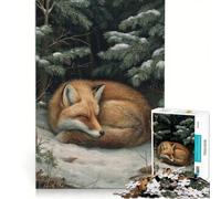 Adult Jigsaw Puzzles1000 Pieces Sleeping Fox in Winter Forest Educational Toy Stress Reliever Artists Collection Fine Art 50x75cm