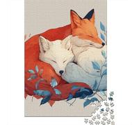 Adult Jigsaw Puzzles1000 Pieces Sleeping Foxes with Leaves Jigsaw Puzzle Family Games But Fun And Humorous Christmas Birthday Gifts 70x50cm/1000pcs