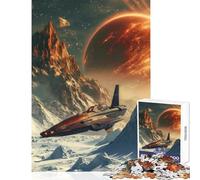 Adult Jigsaw Puzzles1000 Pieces Spaceship Over Frozen Planet Toy Wall Decor Funny Gift Educational Game Suitable for Desktop Decoration size 38x52cm