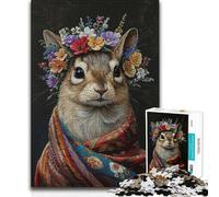 Adult Jigsaw Puzzles1000 Pieces Squirrel with Flowers Challenging Game Toys Learning Educational Secret Santa Gifts 38x52cm(1000pcs)