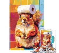 Adult Jigsaw Puzzles1000 Pieces Squirrel with Toilet Paper Hat Challenging To Complete Difficult Challenge Brain Teaser Game for 14+ Puzzle Game Offered (50x75cm)