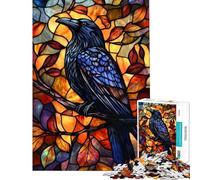 Adult Jigsaw Puzzles1000 Pieces Stained Glass Raven Art Relaxing Games Brain Intelligence Challenge Addictive Toys Great Gifts for The Whole Family (size 38x26cm)
