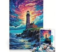 Adult Jigsaw Puzzles1000 Pieces Starry Night Lighthouse, Family Game, Difficult And Challenge, Unique Gifts for Birthday And Christmas 38x26cm