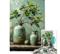 Adult Jigsaw Puzzles1000 Pieces Still Life with Green Vases Help The Brain Exercise Precision Cutting Family Game for And 14 Years And over (50x75cm)