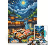 Adult Jigsaw Puzzles1000 Pieces Sushi Starry Night Educational Toy Pattern Assembly with Matching Poster And Trivia Sheet 38x52cm