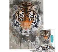 Adult Jigsaw Puzzles1000 Pieces Tiger Majest Help The Brain Exercise Perfect Decoration Fun Games for Ages 14 And over (38x26cm)
