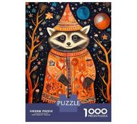 Adult Jigsaw Puzzles1000 Pieces Tribal Animal 7 Raccoon Jigsaw Puzzle Relaxing Games Perfect Decoration Unique Birthday And Xmas Gifts 52x38cm/1000pcs