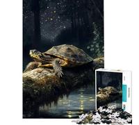 Adult Jigsaw Puzzles1000 Pieces Turtle on A Mossy Log at Night Jigsaw 1000 Pieces Home Decoration Toys Difficult Challenge Gifts for Friends And Family (38x26cm)