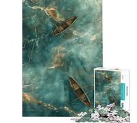 Adult Jigsaw Puzzles1000 Pieces Two Boats on Teal Water Educational Challenge Difficult Challenge Fun Games for Ages 14 And over (38X26cm)