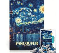 Adult Jigsaw Puzzles1000 Pieces Vancouver Canada Starry Night Art Educational Toy Staycation Kill Time Gifts for Friends And Family 50x75cm