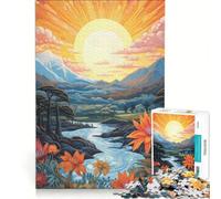 Adult Jigsaw Puzzles1000 Pieces Vibrant Landscape with River And Flowers Educational Toy Staycation Kill Time Gifts for Friends And Family 38x26cm