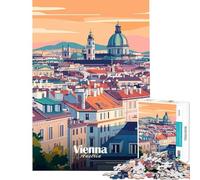 Adult Jigsaw Puzzles1000 Pieces Vienna Cityscape Illustration Challenging To Complete Difficult Challenge Brain Teaser Game for 14+ Puzzle Game Offered (50x75cm)