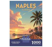 Adult Jigsaw Puzzles1000 Pieces Vintage Naples Florida Pier Sunset Wall Art Decor Jigsaw Puzzle Brain Teaser Game Presents for Women Challenging Game Gifts 52x38cm/1000pcs