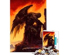 Adult Jigsaw Puzzles1000 Pieces Volcano Stone Angel Knight Brain Teaser Game Brain Intelligence Challenge Addictive Toys Great Gifts A Work of Art (Size 50x75cm)