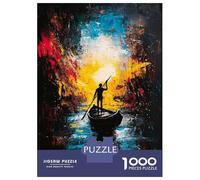 Adult Jigsaw Puzzles1000 Pieces Voyage Into Light - Expressionist Abstract River Journey Adult Jigsaw Puzzle Anti-Stress Toys Birthday Present Christmas Birthday Gifts 52x38cm/1000pcs