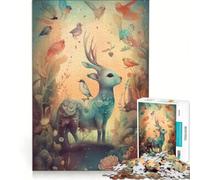 Adult Jigsaw Puzzles1000 Pieces Whimsical Dreamy Cute Dear Educational Toy Pattern Assembly with Matching Poster And Trivia Sheet 38x52cm