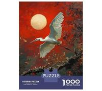 Adult Jigsaw Puzzles1000 Pieces White Heron in Flight Jigsaw Puzzle Brain Teaser Game Presents for Women Challenging Game Gifts 70x50cm/1000pcs