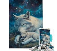 Adult Jigsaw Puzzles1000 Pieces Wolf Heart in The Sea of Stars Educational Challenge Difficult Challenge Toy Wall Decor for And from 14 Years And over (50x75cm)