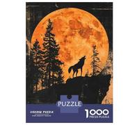 Adult Jigsaw Puzzles1000 Pieces Wolf Howling at Full Moon Poster Jigsaws for Adults Anti-Stress Toys A Work of Art Fun Activities at Home 38x26cm/1000pcs
