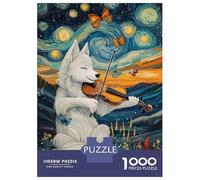 Adult Jigsaw Puzzles1000 Pieces Wolf Playing Violin Jigsaw for Adults Family Games Staycation Kill Time Challenging Game Gifts 52x38cm/1000pcs