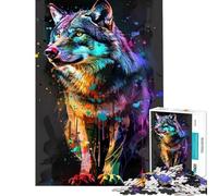 Adult Jigsaw Puzzles1000 Pieces Wolf Popart Painting Help The Brain Exercise Perfect Decoration Fun Games for Ages 14 And over (38x26cm)