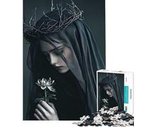 Adult Jigsaw Puzzles1000 Pieces Woman in Black Veil Relax Games for Educational Game Challenge Toy Gifts Birthday Precision Cutting (Size 50x75cm)