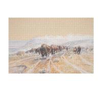 Adult Jigsaw Puzzles1000pcs(75x50cm) Bison Herd Migrating Jigsaws for Adults Brain Teaser Game Pattern Assembly Christmas Birthday Gifts 1000pcs(75x50cm)