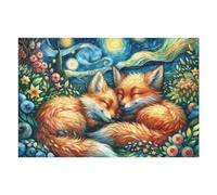 Adult Jigsaw Puzzles1000pcs(75x50cm) Cozy Foxes Under Stars Jigsaws for Adults Brain Teaser Game Pattern Assembly Christmas Birthday Gifts 1000pcs(75x50cm)