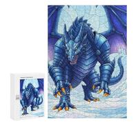 Adult Jigsaw Puzzles300 PCS Armored Blue Dragon in Snowy Landscape Adult Puzzles Toy Wall Decor Difficult Challenge Unique Birthday And Xmas Gifts 300 PCS