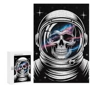 Adult Jigsaw Puzzles300 PCS Astronaut Skull with Galaxy Reflection Adult Puzzles Toy Wall Decor Difficult Challenge Unique Birthday And Xmas Gifts 300 PCS