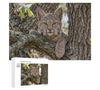 Adult Jigsaw Puzzles300 PCS Bobcat in A Tree Puzzle for Adults Hands-on Game Perfect Decoration Christmas Birthday Gifts 300 PCS