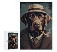 Adult Jigsaw Puzzles300 PCS Brown Labrador Gangster Puzzle for Adults Hands-on Game Perfect Decoration Christmas Birthday Gifts 300 PCS