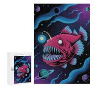 Adult Jigsaw Puzzles300 PCS Cosmic Anglerfish Illustration Adult Puzzles Toy Wall Decor Difficult Challenge Unique Birthday And Xmas Gifts 300 PCS