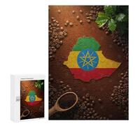 Adult Jigsaw Puzzles300 PCS Ethiopia Coffee Bean Flag Art Adult Puzzles Toy Wall Decor Difficult Challenge Unique Birthday And Xmas Gifts 300 PCS