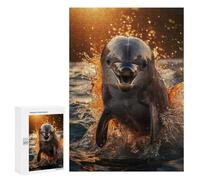Adult Jigsaw Puzzles300 PCS Golden Hour Dolphin Adult Puzzles Toy Wall Decor Difficult Challenge Unique Birthday And Xmas Gifts 300 PCS