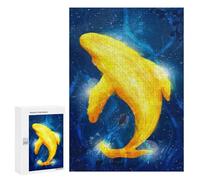 Adult Jigsaw Puzzles300 PCS Golden Whale in Blue Adult Puzzles Toy Wall Decor Difficult Challenge Unique Birthday And Xmas Gifts 300 PCS