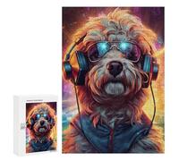 Adult Jigsaw Puzzles300 PCS Goldendoodle Cyberpunk Puzzle for Adults Hands-on Game Perfect Decoration Christmas Birthday Gifts 300 PCS