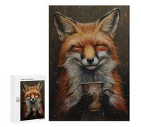 Adult Jigsaw Puzzles300 PCS Happy Fox Drinking Tea Puzzle for Adults Hands-on Game Perfect Decoration Christmas Birthday Gifts 300 PCS