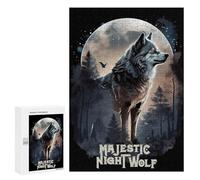 Adult Jigsaw Puzzles300 PCS Majestic Night Wolf Adult Puzzles Toy Wall Decor Difficult Challenge Unique Birthday And Xmas Gifts 300 PCS