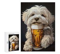 Adult Jigsaw Puzzles300 PCS Maltese Beer Puzzle for Adults Hands-on Game Perfect Decoration Christmas Birthday Gifts 300 PCS