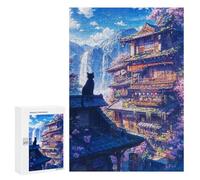 Adult Jigsaw Puzzles300 PCS Sakura Anime Cat Japanese Puzzle for Adults Hands-on Game Perfect Decoration Christmas Birthday Gifts 300 PCS