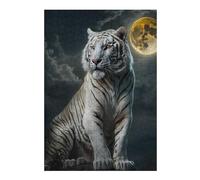 Adult Jigsaw Puzzles38x26cm/1000pcs White Tiger Under The Moonlit Sky Jigsaws for Adults Relaxing Games Hand Speed Race Fun Activities at Home 38x26cm/1000pcs
