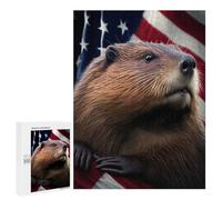 Adult Jigsaw Puzzles500 PCS Beaver USA Flag Adult Puzzles Toy Wall Decor Difficult Challenge Unique Birthday And Xmas Gifts 500 PCS