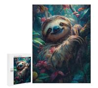 Adult Jigsaw Puzzles500 PCS Cute Sloth Tropical Forest Adult Puzzles Toy Wall Decor Difficult Challenge Unique Birthday And Xmas Gifts 500 PCS